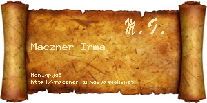 Maczner Irma névjegykártya